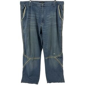 Sean John Men's Baggy Wide Leg Jeans Size 42x35 Blue Denim Y2K Hip Hop Logo 90s